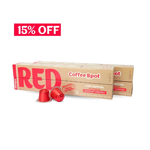RED - CÁPSULAS DE CAFÉ, 40 cápsulas - Cacau, Chocolate, Açúcar Mascavo, Mel, Frutas Vermelhas (Morango)